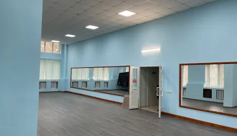спортивный зал с зеркалами 133 кв.м., покрытие спортивный ламинат
